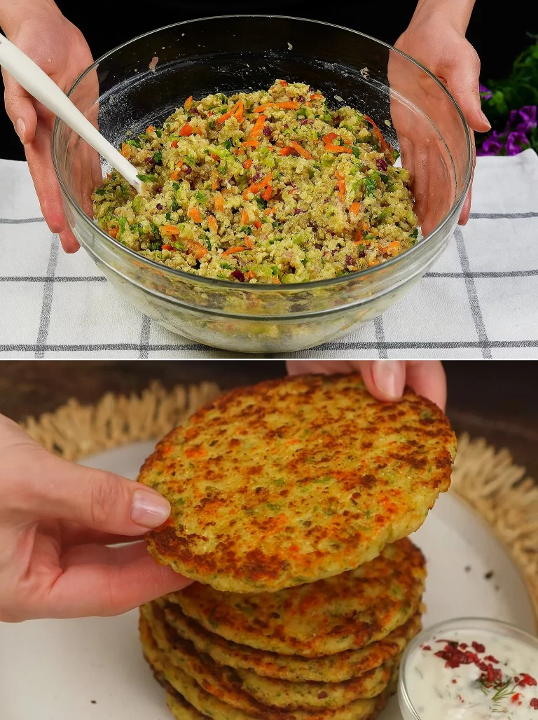 Frittelle di Quinoa e Zucchine dorate e croccanti su un piatto