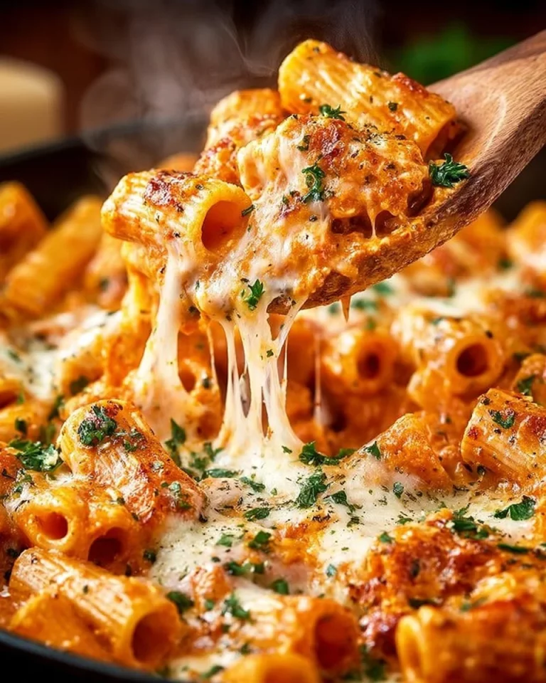 Pasta al Pollo con Salsa Marinara servita in un piatto elegante