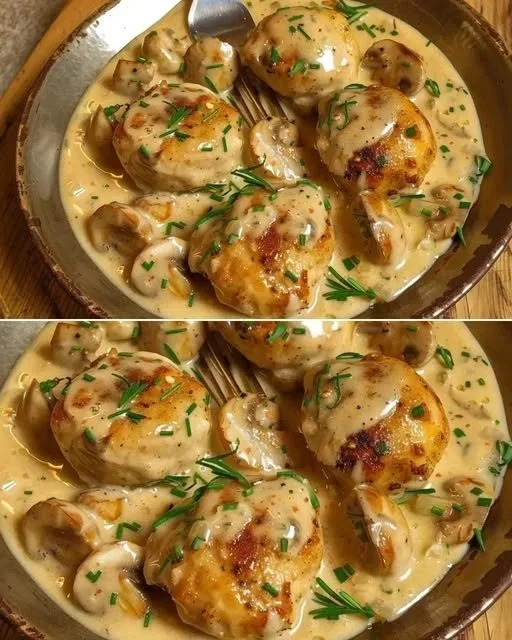 Polpette di patate servite con salsa di funghi appetitosa.