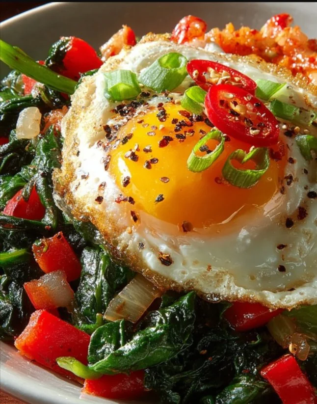 Uova con spinaci e pomodoro, piatto sano e delizioso