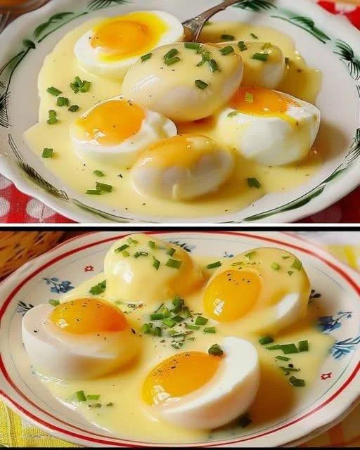 Uova in salsa di senape su un piatto elegante