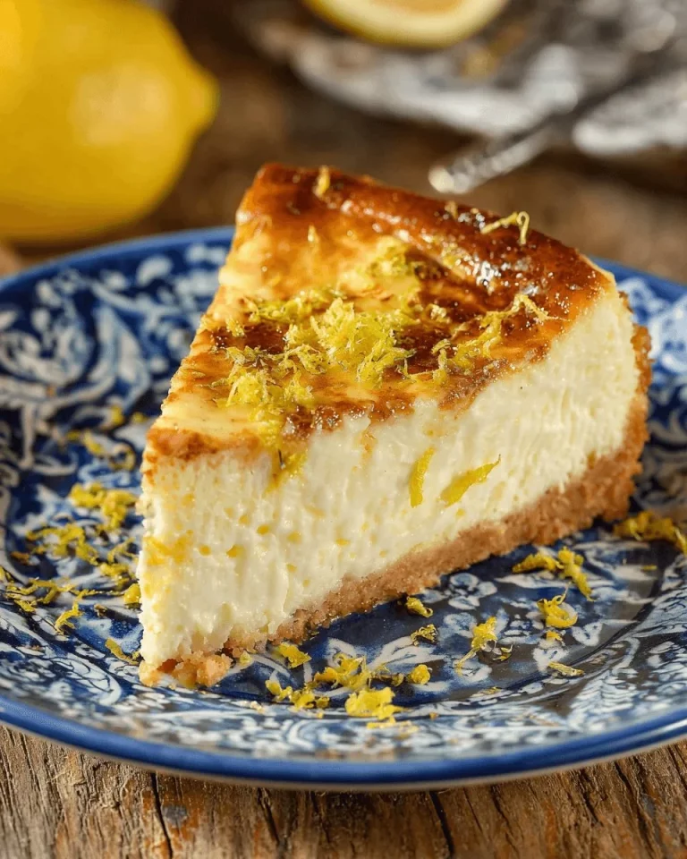 Delizioso cheesecake alla ricotta e limone italiano, dessert fresco e cremoso