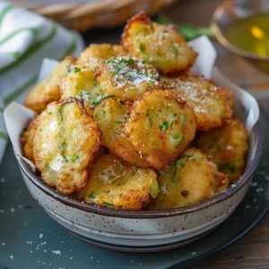 Frittelle di zucchine croccanti pronte da servire, ricetta gustosa e semplice.