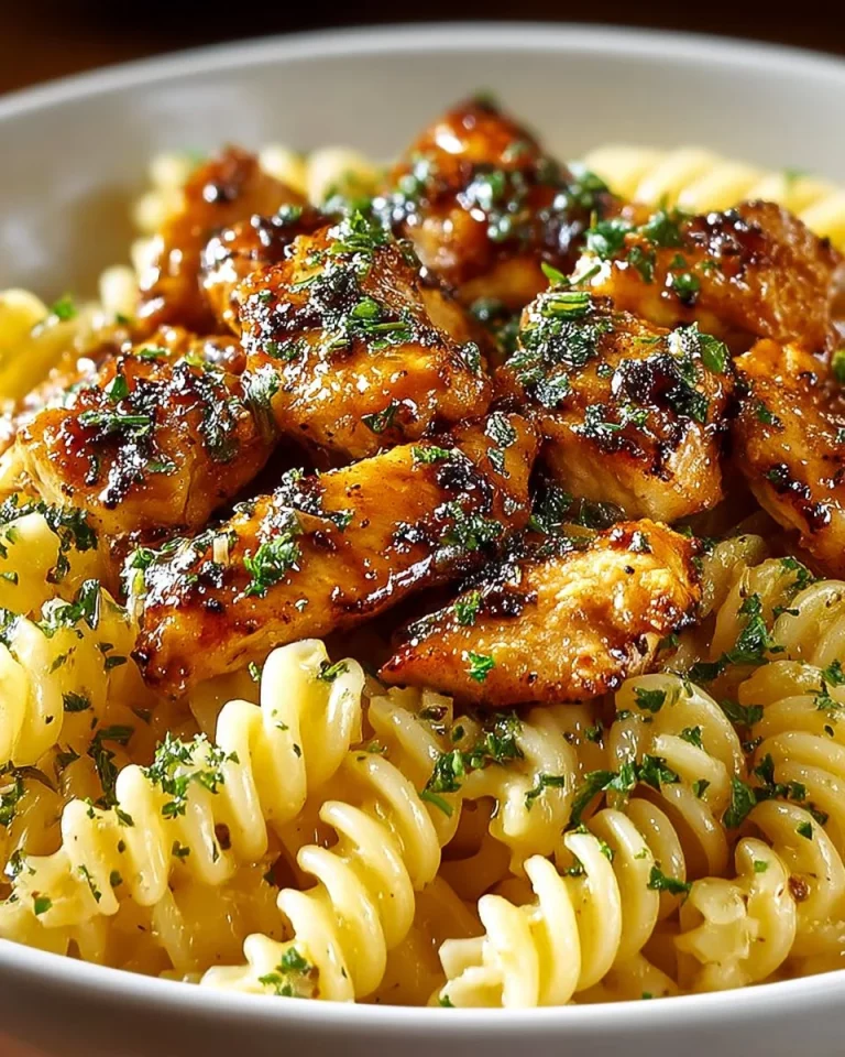 Pollo al miele e pepe servito con pasta deliziosa