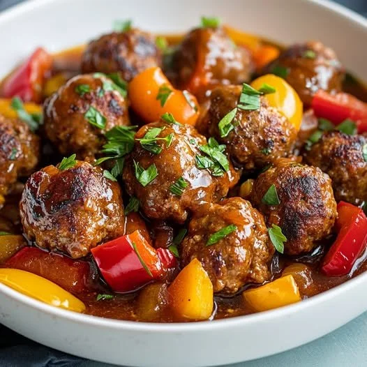 Polpette di carne macinata di peperoni pronte da servire