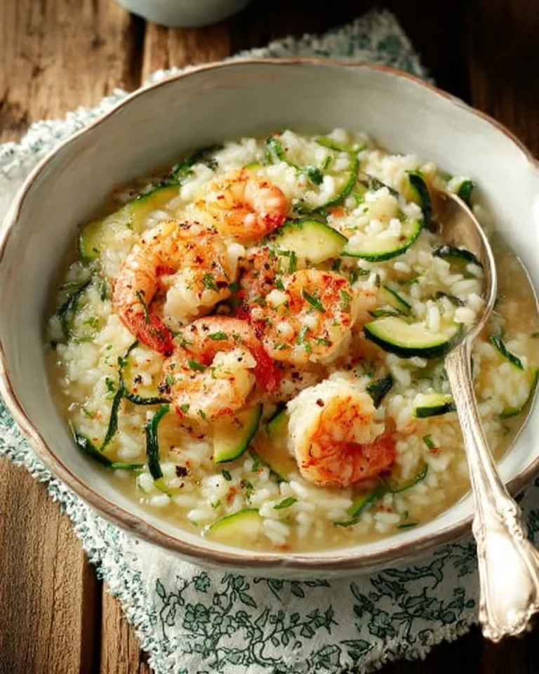 Risotto gamberi e zucchine, un piatto cremoso e delizioso.