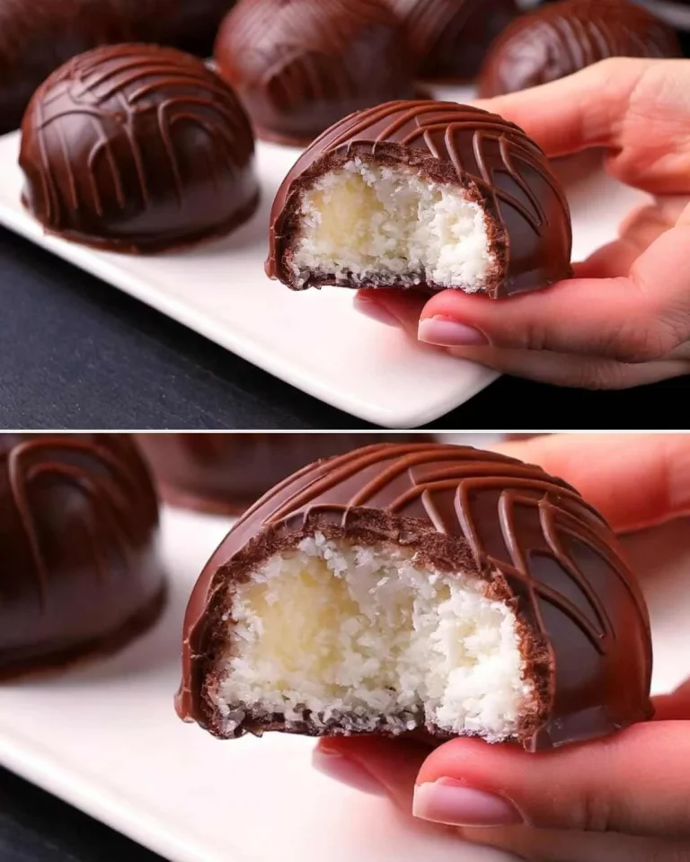 Bonbons di cocco ricoperti di cioccolato, dolcetti dolci e golosi