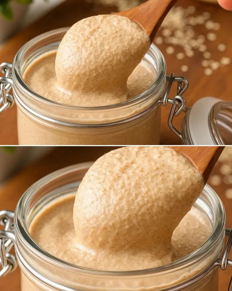 Burro d'Avena fatti in casa in un barattolo di vetro con ingredienti freschi