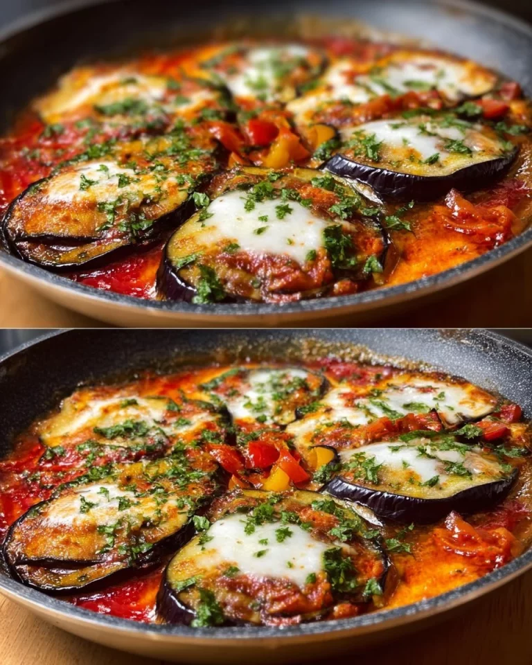 Lasagna di Melanzane con strati di melanzane e salsa