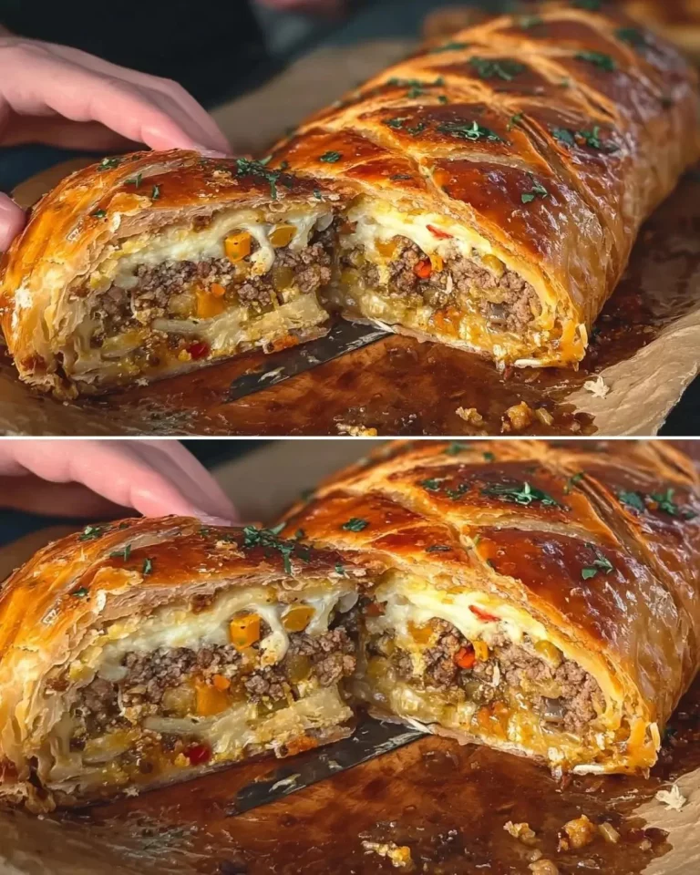 Roll di Beef Wellington, un piatto gourmet da servire in occasioni speciali.
