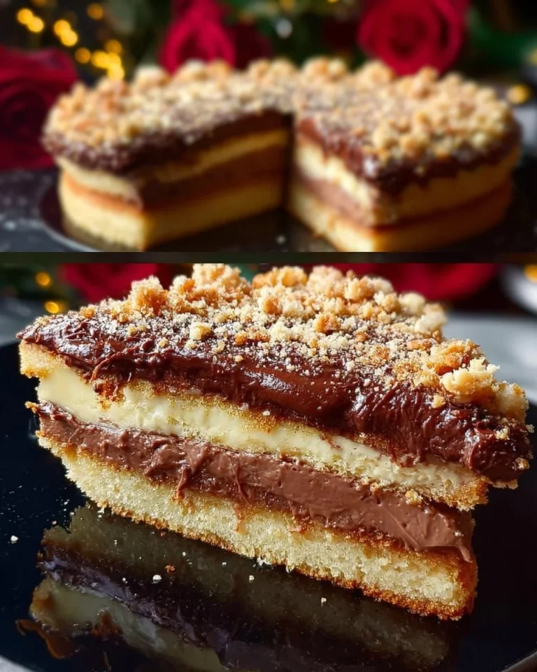 Fetta di torta al cioccolato decorata con cioccolato fuso e frutta fresca