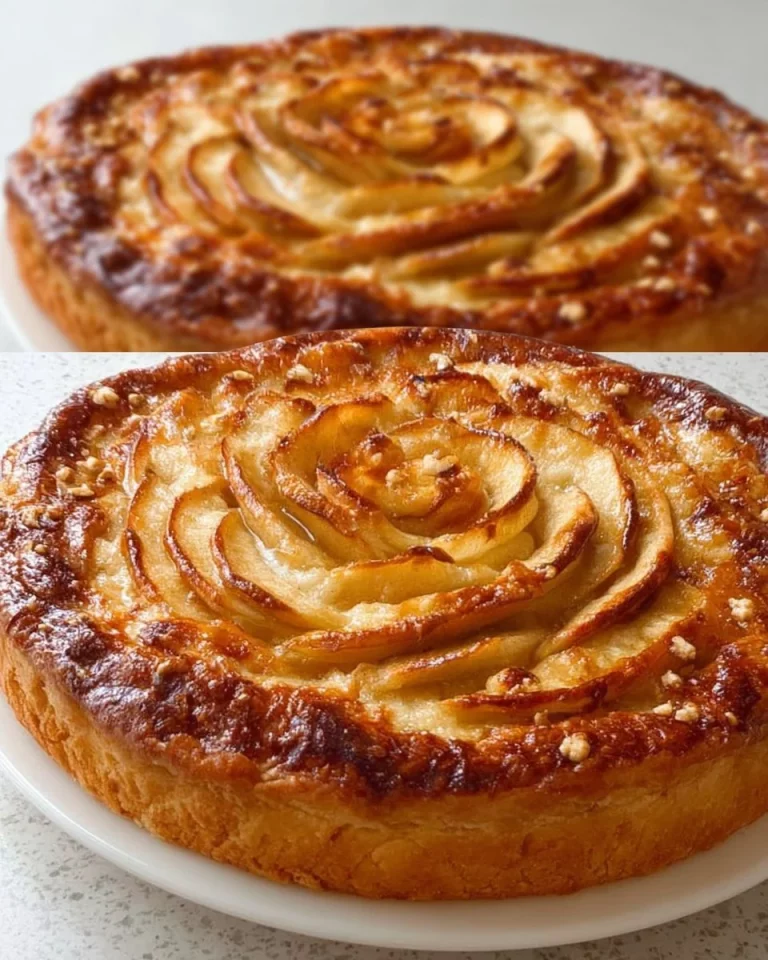 Fetta di torta di yogurt e mela su un piatto bianco decorato