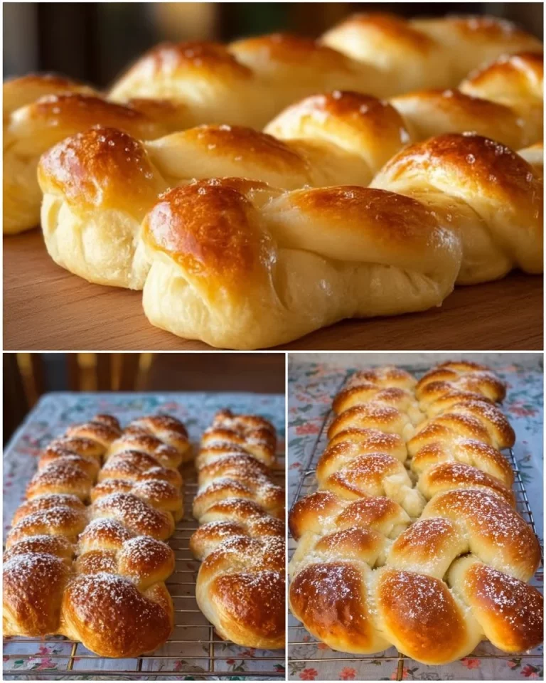 Brioches soffici appena sfornate con zucchero a velo