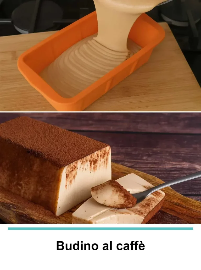 Budino al caffè decorato con chicchi di caffè e crema, dessert delizioso.