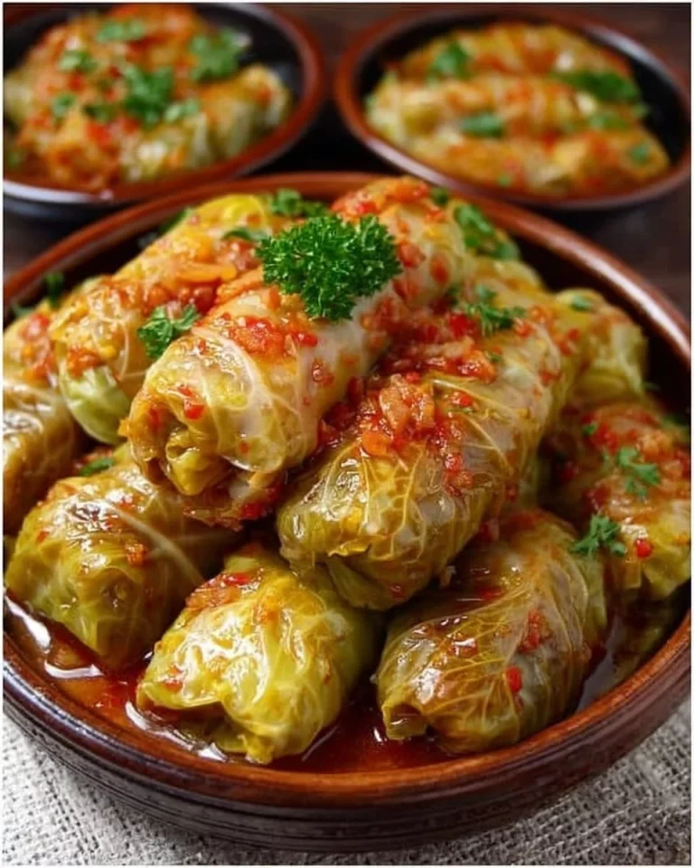 Cavolo Dolma ripieno di riso e spezie su un piatto
