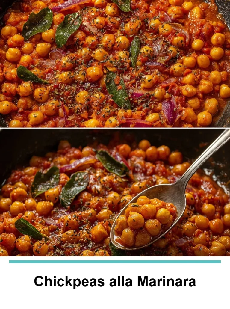Piatto di Chickpeas alla Marinara servito con pomodoro e spezie.
