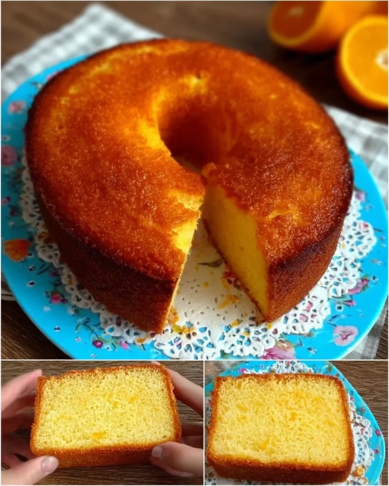 Fetta di torta all'arancia con decorazioni di agrumi e zucchero a velo