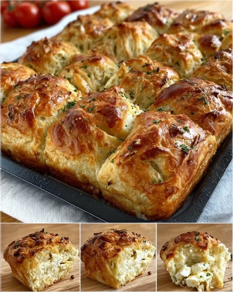 Pane con formaggio feta servito su un piatto decorativo con erbe aromatiche