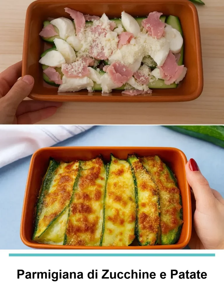 Parmigiana di Zucchine e Patate con strati di zucchine e formaggio