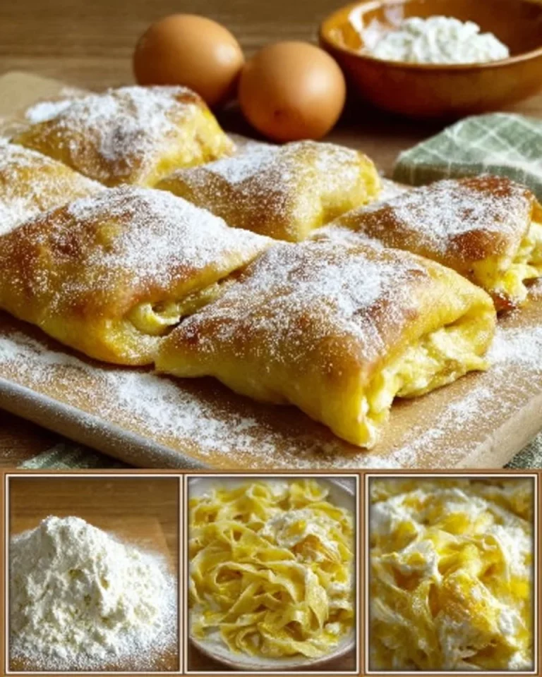 Pasta con Ricotta guarnita con basilico fresco su un piatto bianco.