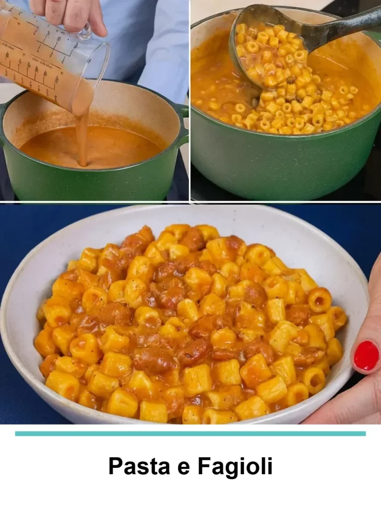 Pasta e Fagioli, piatto tradizionale italiano con pasta e fagioli.