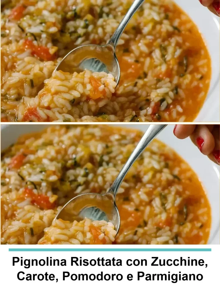 Pignolina Risottata con Zucchine, Carote, Pomodoro e Parmigiano
