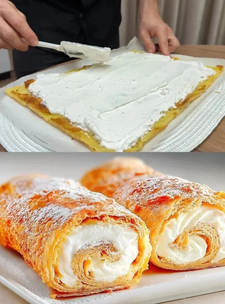 Puff di banana cremosi con crema dolce al limone su un piatto bianco