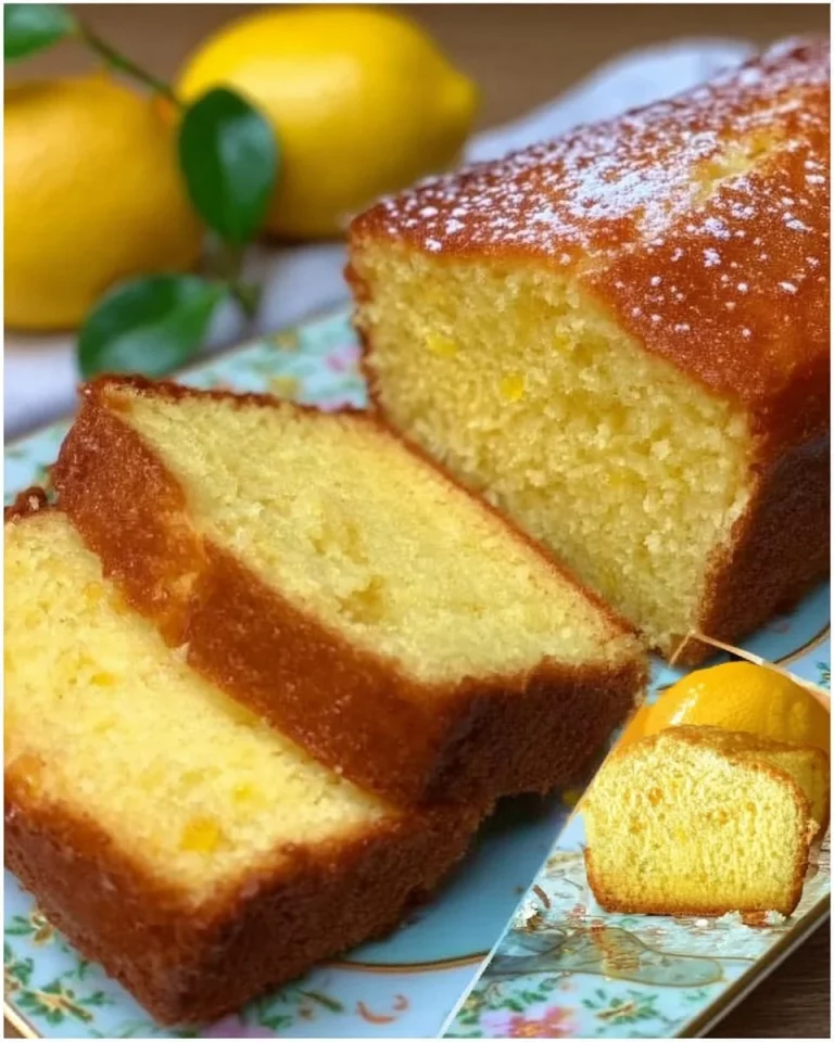 Torta al limone decorata con fette di limone e zucchero a velo