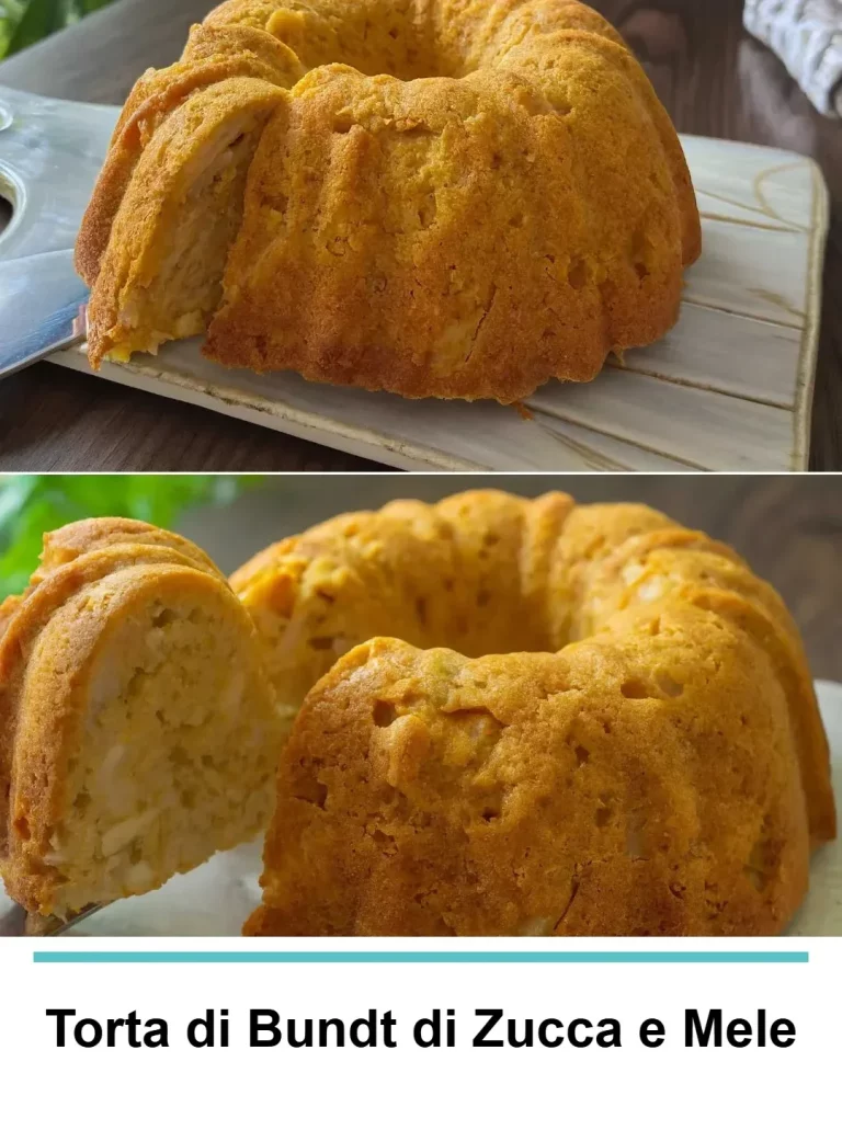 Torta di Bundt di zucca e mele su un piatto decorativo