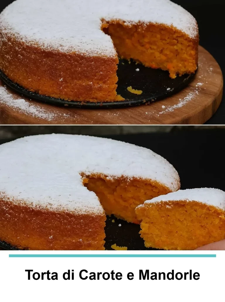Torta di Carote e Mandorle, dolce soffice e profumato, ideale per dessert.