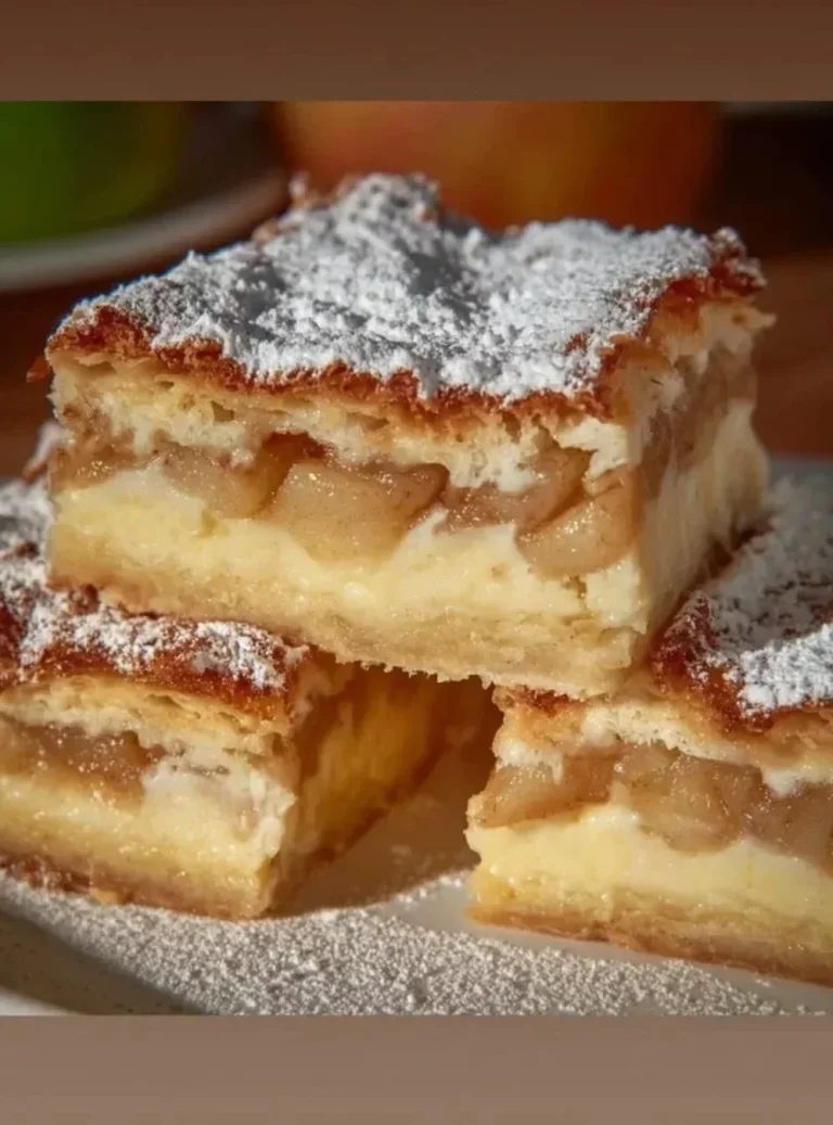 Fetta di torta di mele cremosa servita su un piatto