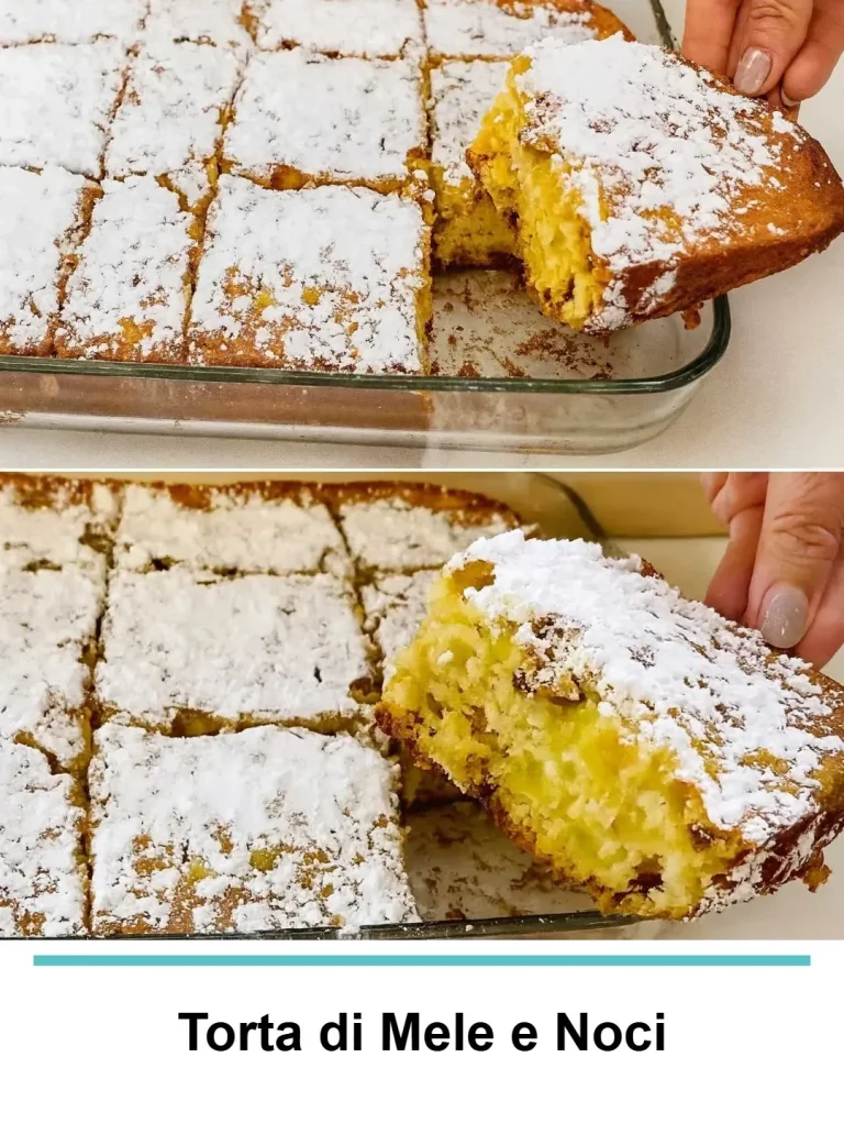 Torta di mele e noci decorata su un piatto