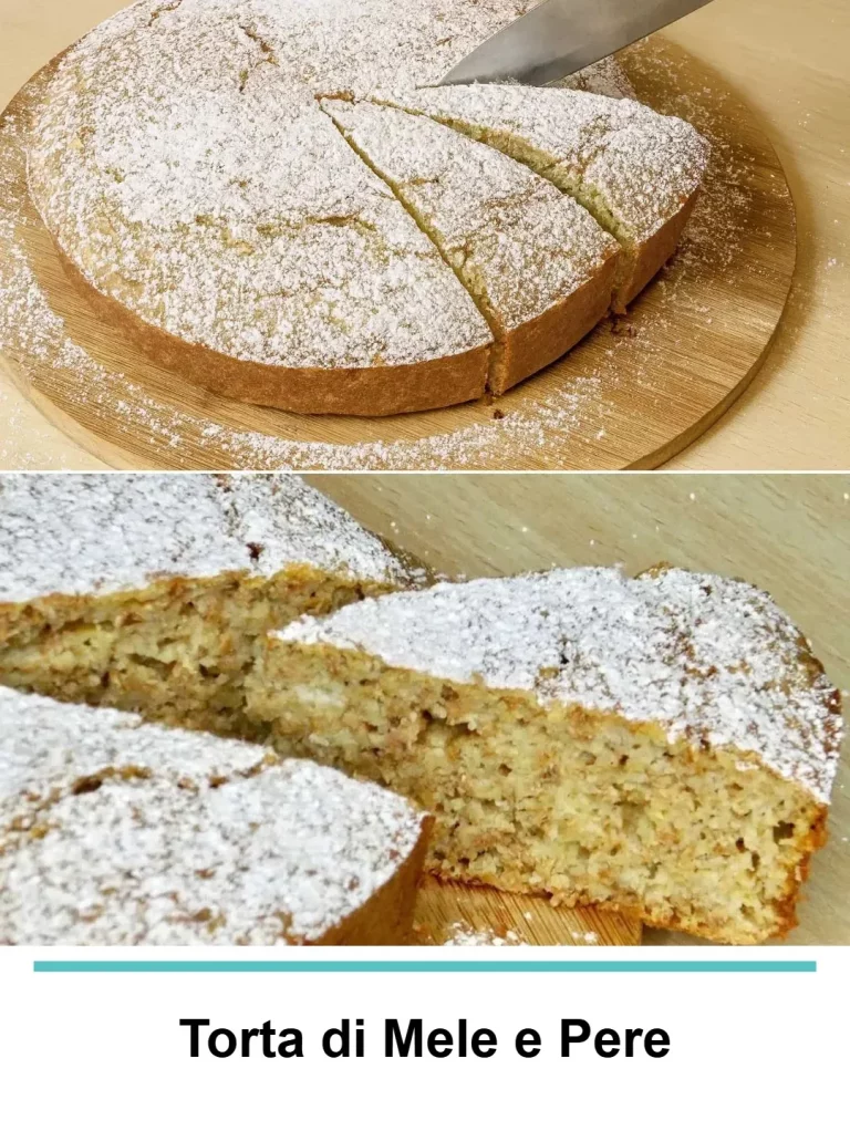 Una fetta di torta di mele e pere su un piatto elegante.