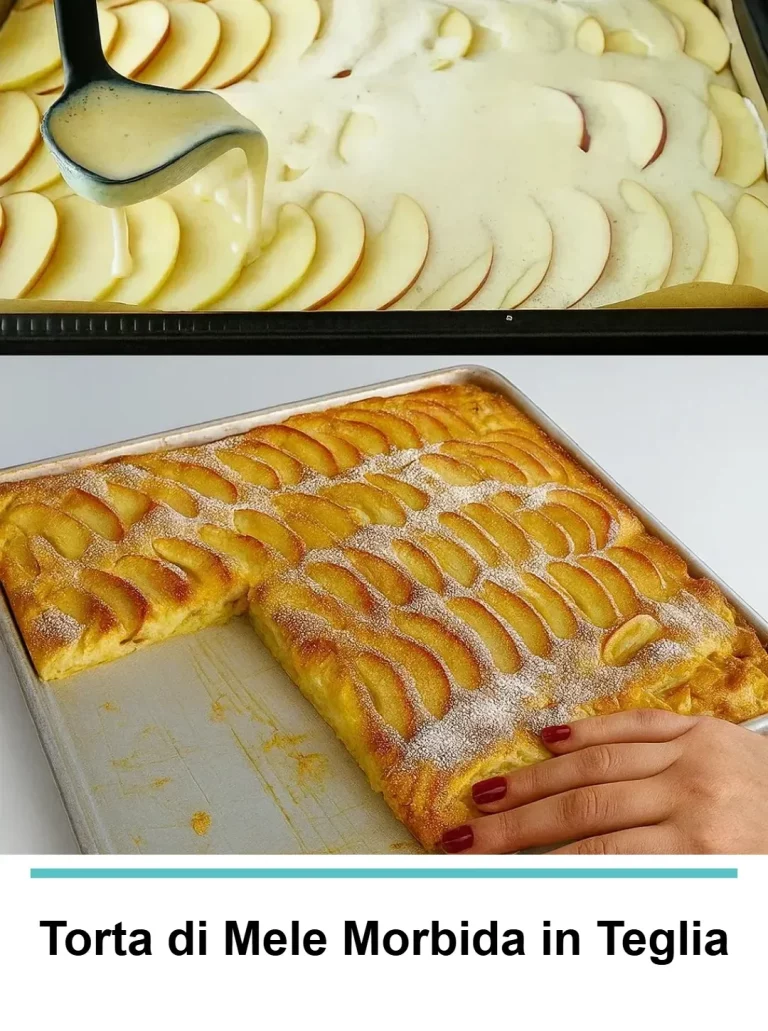 Torta di Mele Morbida in Teglia appena sfornata con mele fresche e zucchero