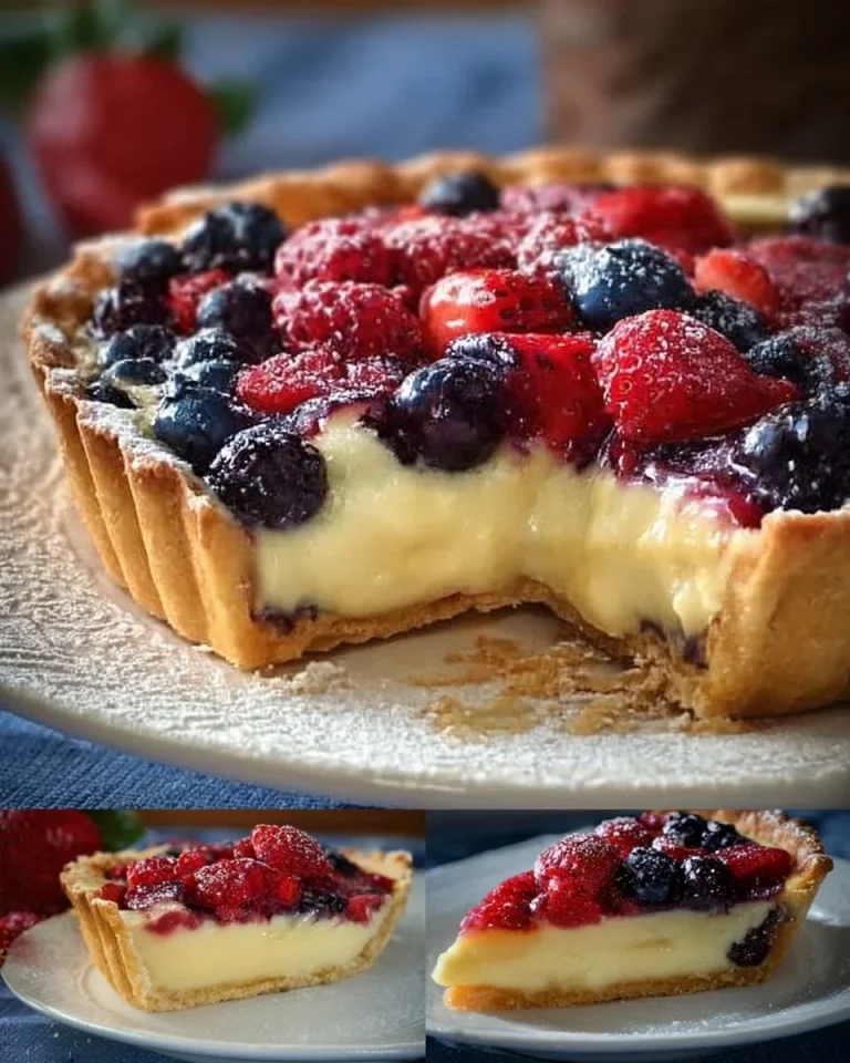 Torta Tirolese con crema pasticciera e frutti di bosco, dolce tradizionale italiano.