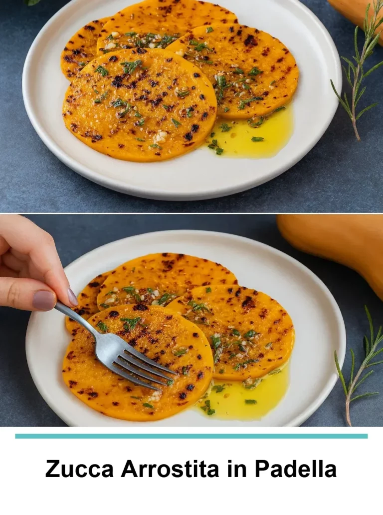 Zucca arrostita in padella preparata con spezie e olio d'oliva