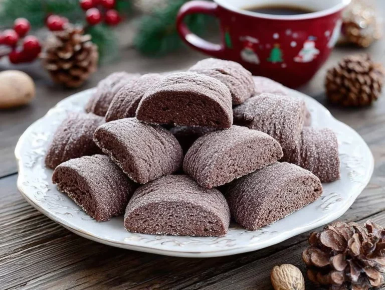 Deliziosi biscotti di cacao e spezie natalizi serviti su un piatto festivo