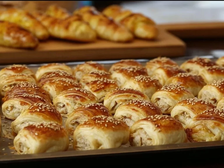 Bocconcini salati di pasta sfoglia con tonno e robiola pronti da servire