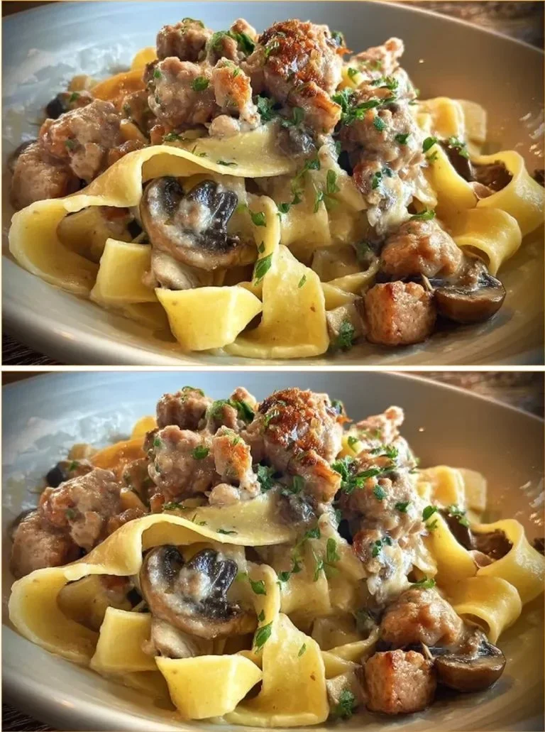 Pappardelle con Salsiccia e Funghi, un delizioso piatto italiano