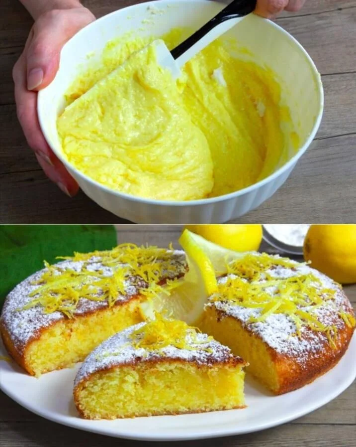 Fetta di Torta Tenerina al Limone servita su un piatto
