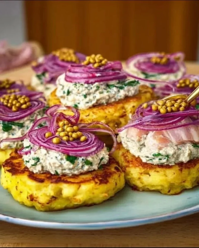 Antipasto di Patate con Aringa servito in un piatto colorato