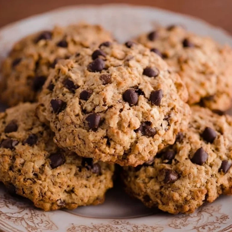 Biscotti Avena e Cioccolato appena sfornati su un piano di legno.