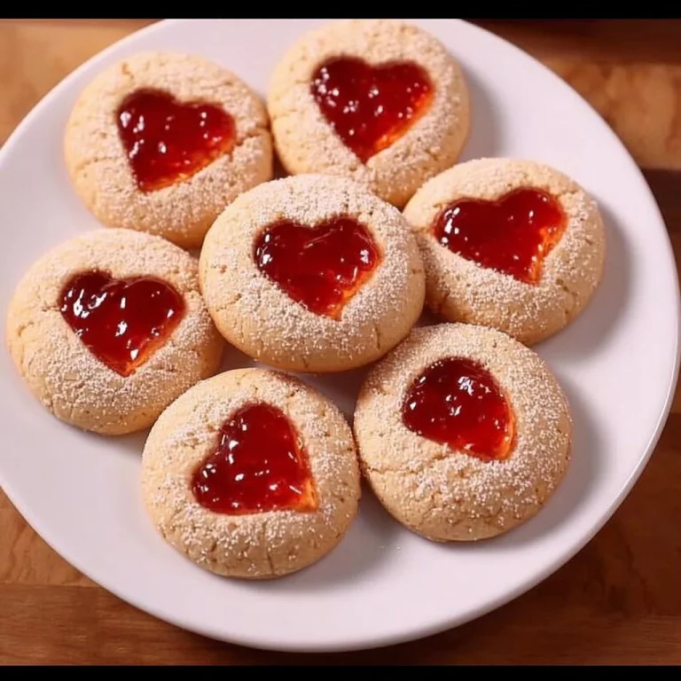 Biscotti con cuore di marmellata freschi e deliziosi
