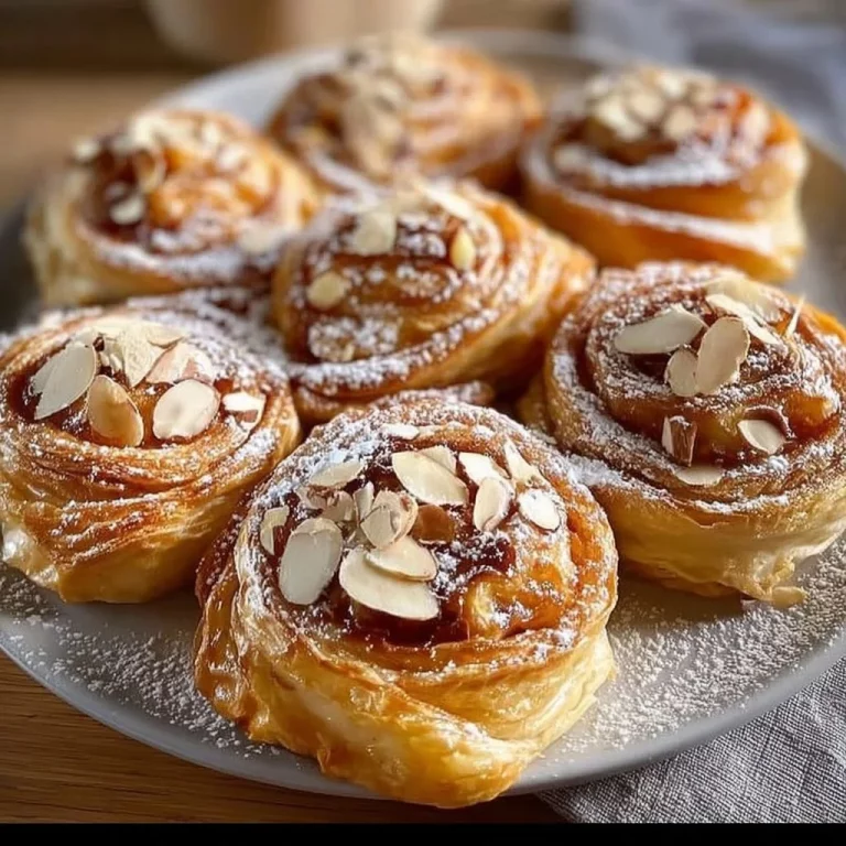 Girelle di pasta sfoglia con mele e mandorle fresche