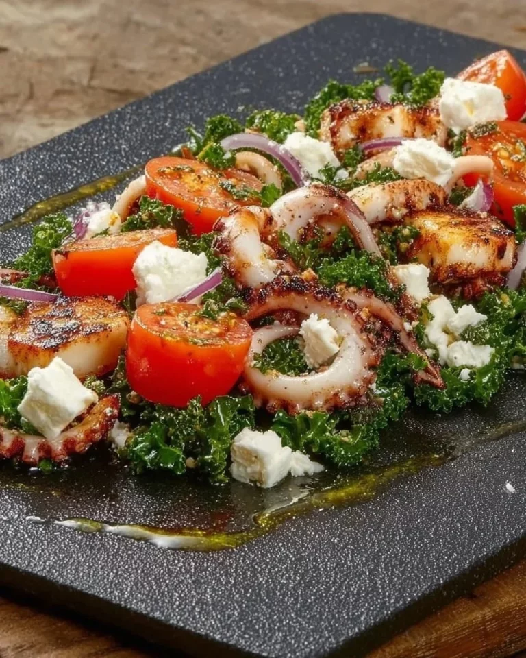 Insalata di Calamari servita con verdure fresche