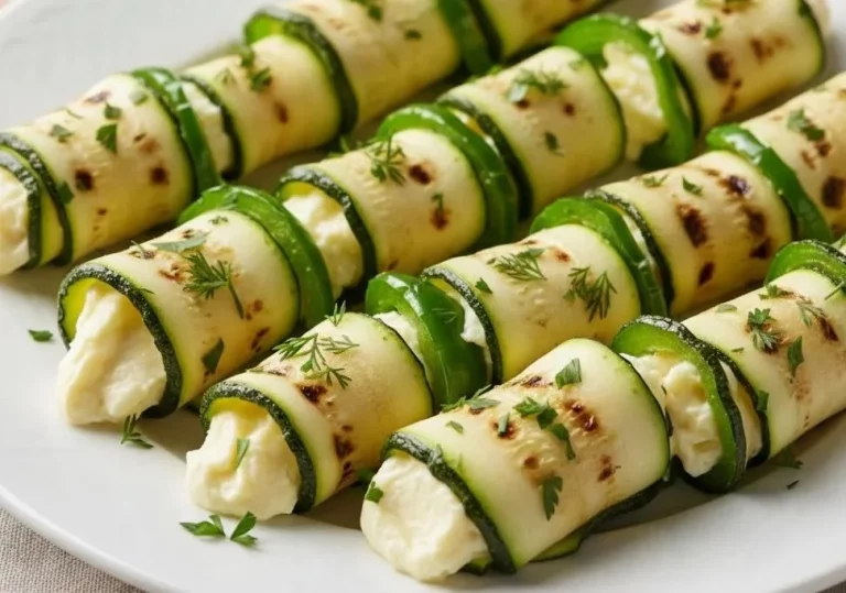 Involtini di zucchine ripieni di tonno su un piatto decorato