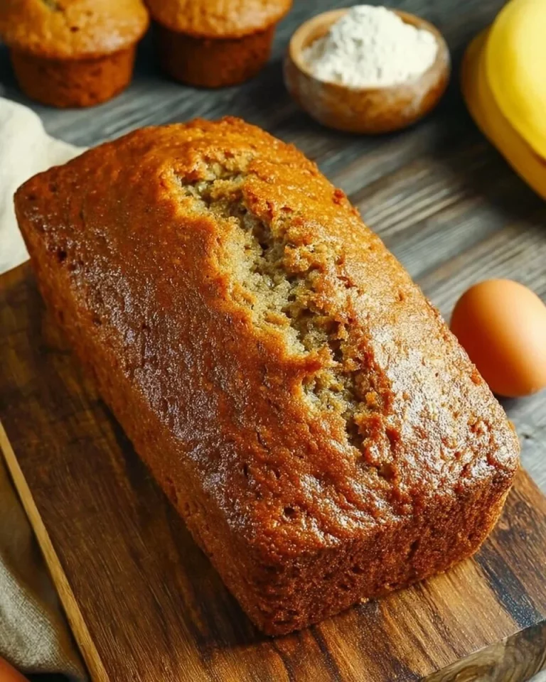 Fetta di Pane di Banana appena sfornato su un tavolo di legno