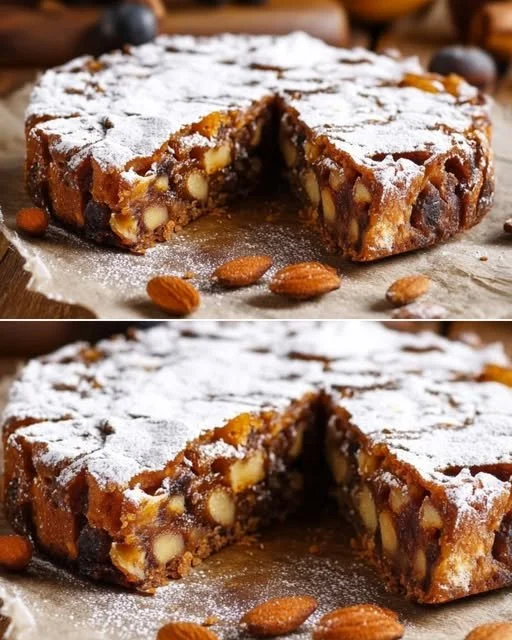 Panforte di Siena, dolce tradizionale italiano con frutta secca e spezie.