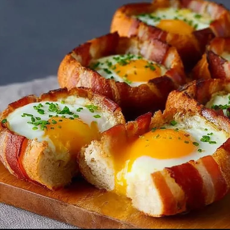 Panini ripieni con uovo, pancetta e formaggio su un tavolo ben apparecchiato.