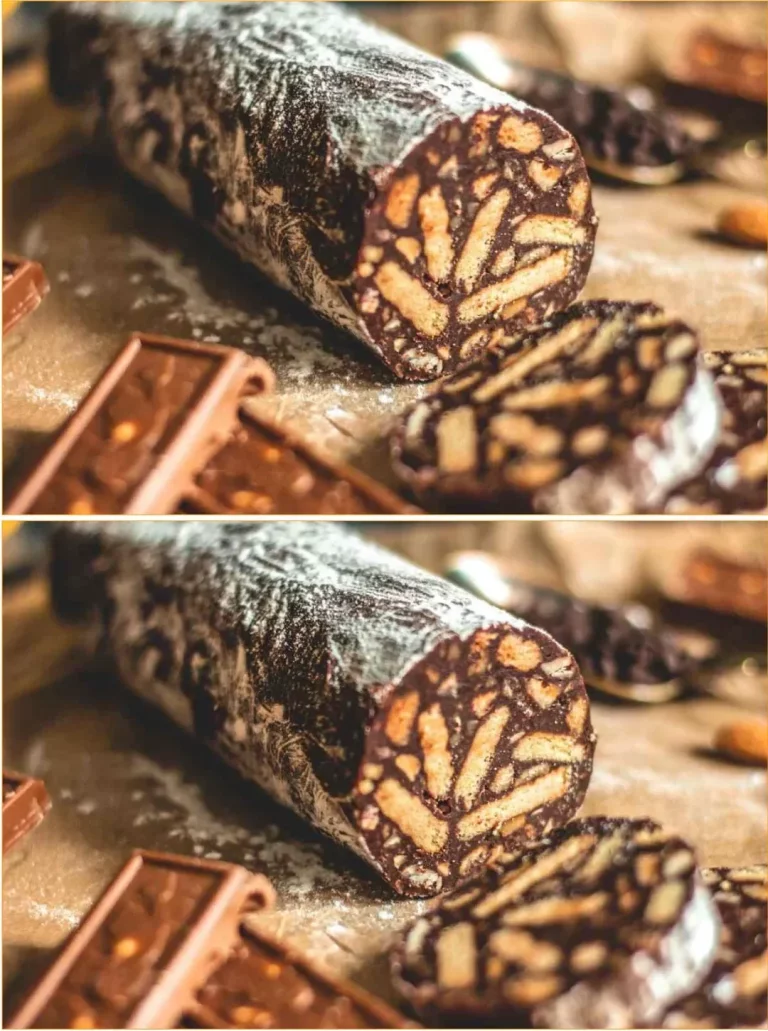 Salame di Cioccolato senza zucchero su un piatto decorativo